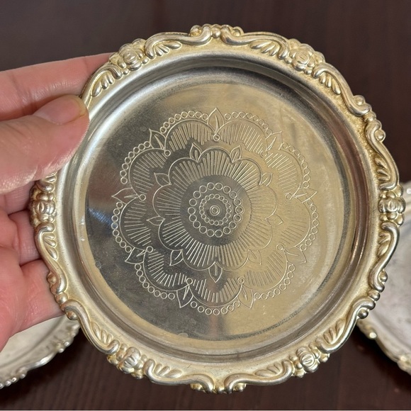 Silver Plated Coasters 5 Pieces tarnished but still good - Picture 6 of 10
